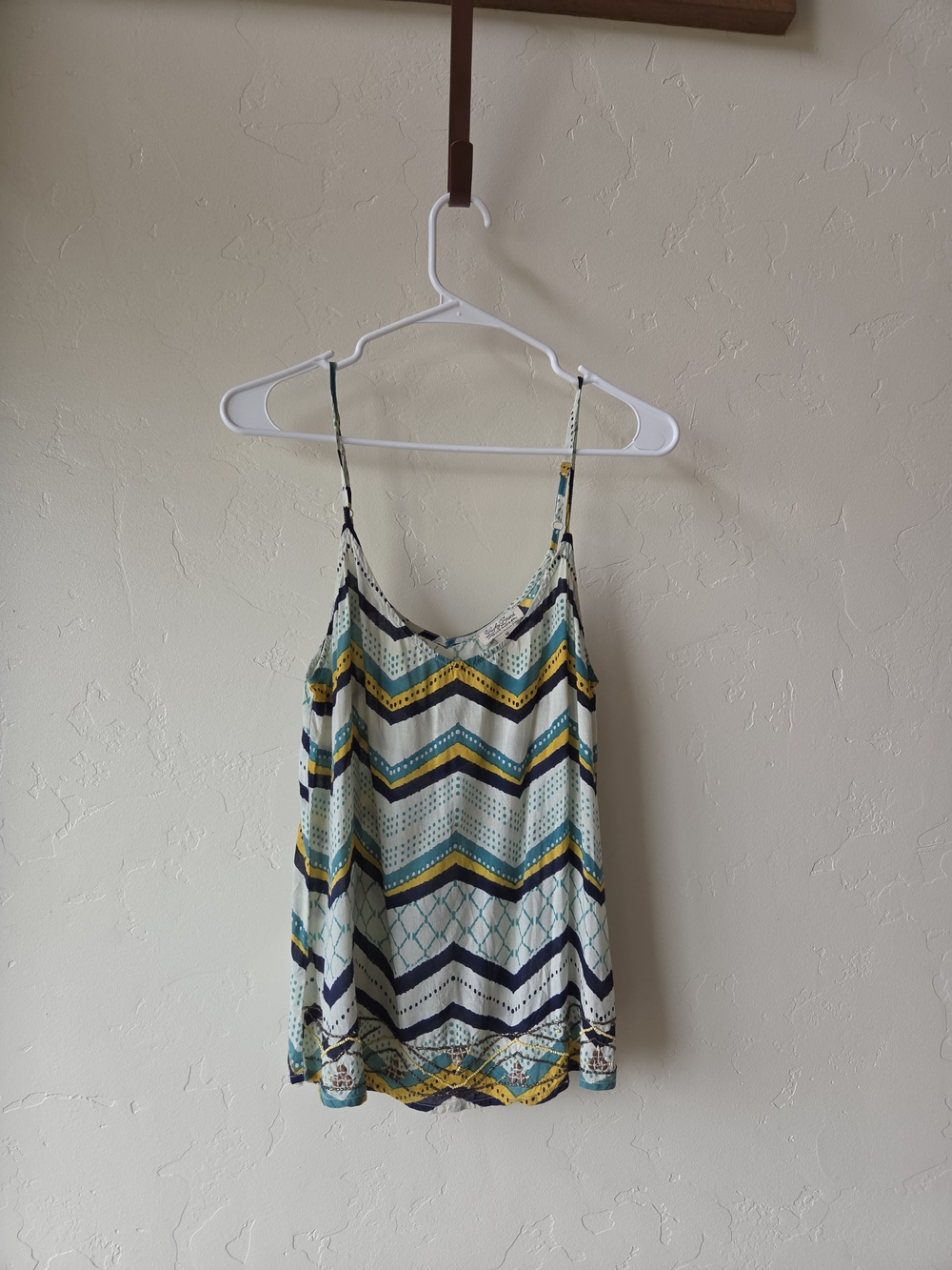 Lucky Brand Chevron Print Spaghetti Strap Cami with beaded Accent